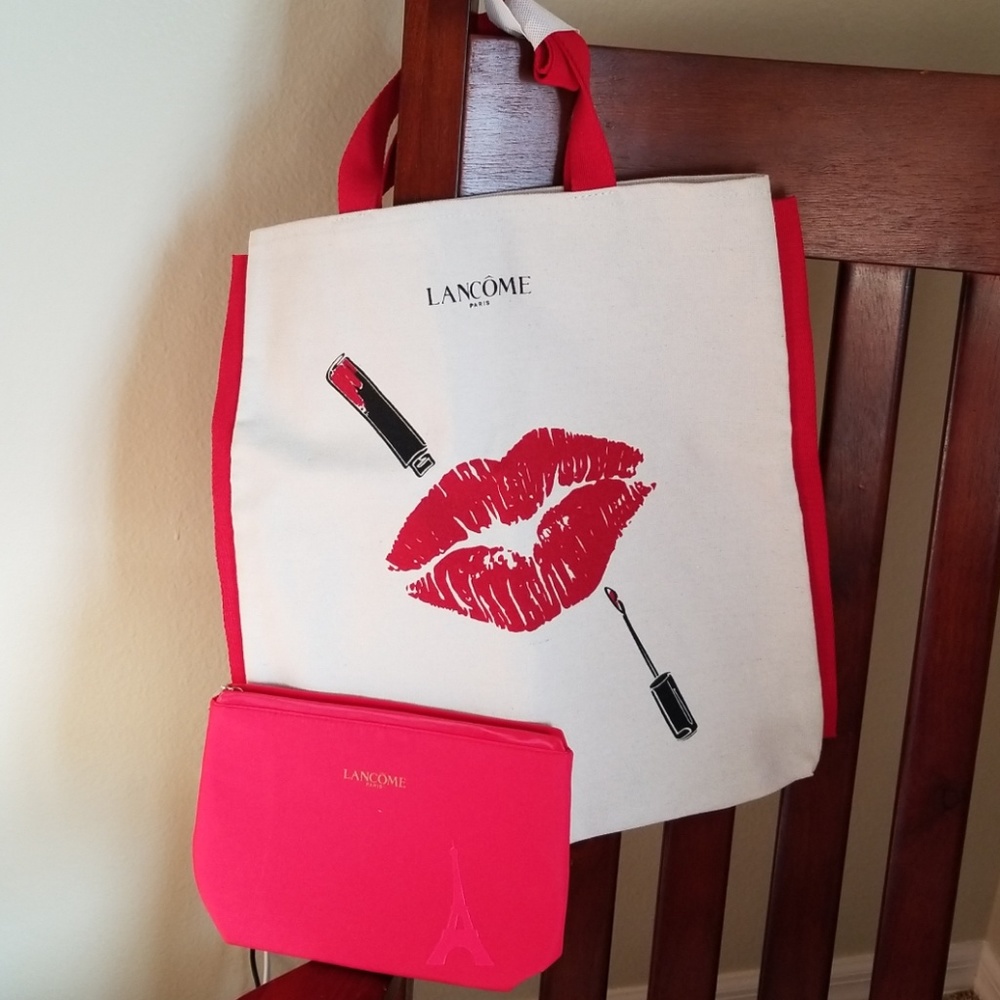 5 for$25 Lancome lipstick Canvas Tote & Makeup Bag